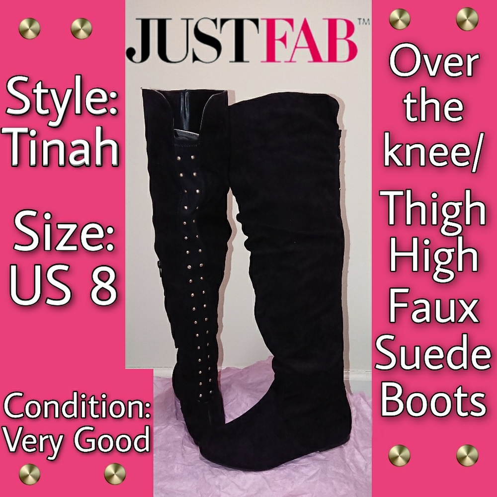 Black Over the knee/thigh high suede studded boots
